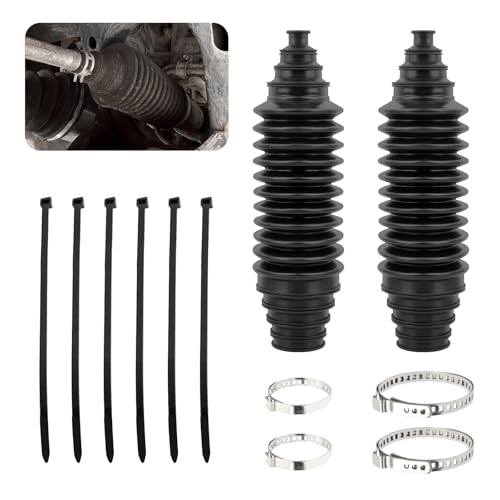 2PCS Car Rack and Pinion Boot Kit with Pinion Bellow Cable Ties and Clamps,Multi-Size Adjutable Tie Rod Boot for Steering System Protection,Silicone Steering Rack Boot Car Accessories