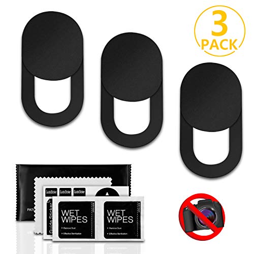 Foonii 3 Piezas Cache Webcam Autocollant Couverture(déshydratant et lingettes pour Ordinateurs Portables/iPad/iMac/Macboook Pro/Tablettes/Smartphone,Caméra Frontale Ultrafin Protège Votre Vie Privée