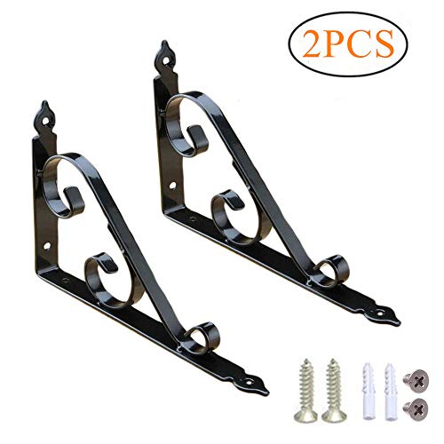 Dproptel 2 soportes de esquina de hierro fundido todo en uno para colgar en la pared con tornillos, negro