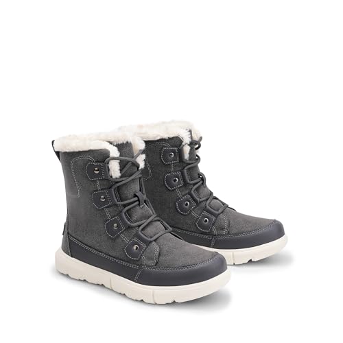 DREAM PAIRS Womens Winter Boots Cozy Faux Fur Anti-Slip Snow Boots Lace Up Comfort Stylish Ankle Booties for Cold Weather City Walk,Size 10,Dark Grey,SDSB2404W