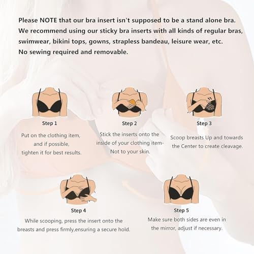 Image of DEPOVOR Ultra Boost Inserts Double-Sided Adhesive Pads Sticky Bikini Padding Inserts for Sports Bra Swimsuit