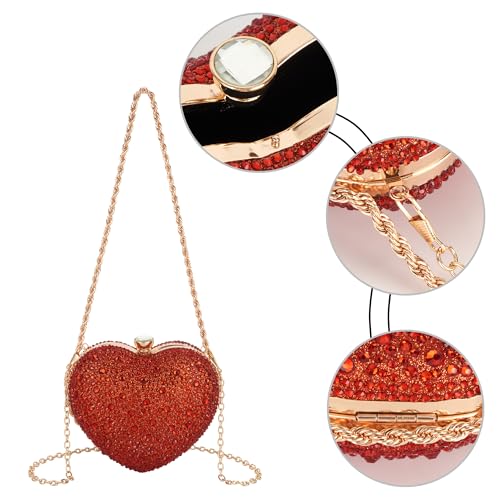 Zeph Hosea Women Heart Shaped Clutch Handbag Wedding Party Evening Bag Mini Chain Purse Cocktail Prom Tote Shoulder Bag by Zeph Hosea - Used condition - Image 5