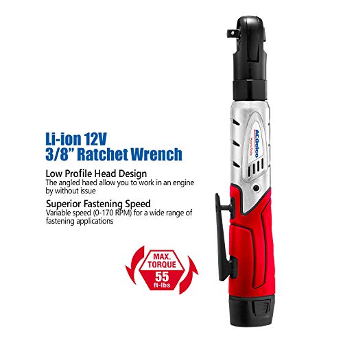 Acdelco Arw1201 G12 Series 12V Cordless Li-Ion 3/8” 57 Ft-Lbs. Ratchet Wrench Tool Kit With 2 Batteries And Carrying Case #TOP1