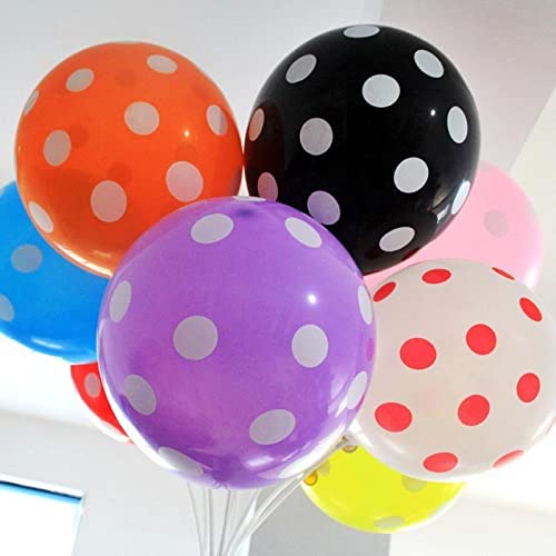 Balsa Circle 25 Pcs 12-Inch White Black Polka Dots Latex Balloons Party Wedding Events Reception Birthday Favors Decorations Supplies #TOP4