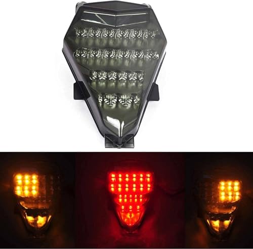 Image of MZS Motorcycle Tail Light LED Turn Signal Integrated for YZF R6 2008-2016 | Rear Blinker Running Taillight Assembly, Stop Brake Light, Waterproof Dustproof Smoke Lens, Amber Red Dual Color Lamp