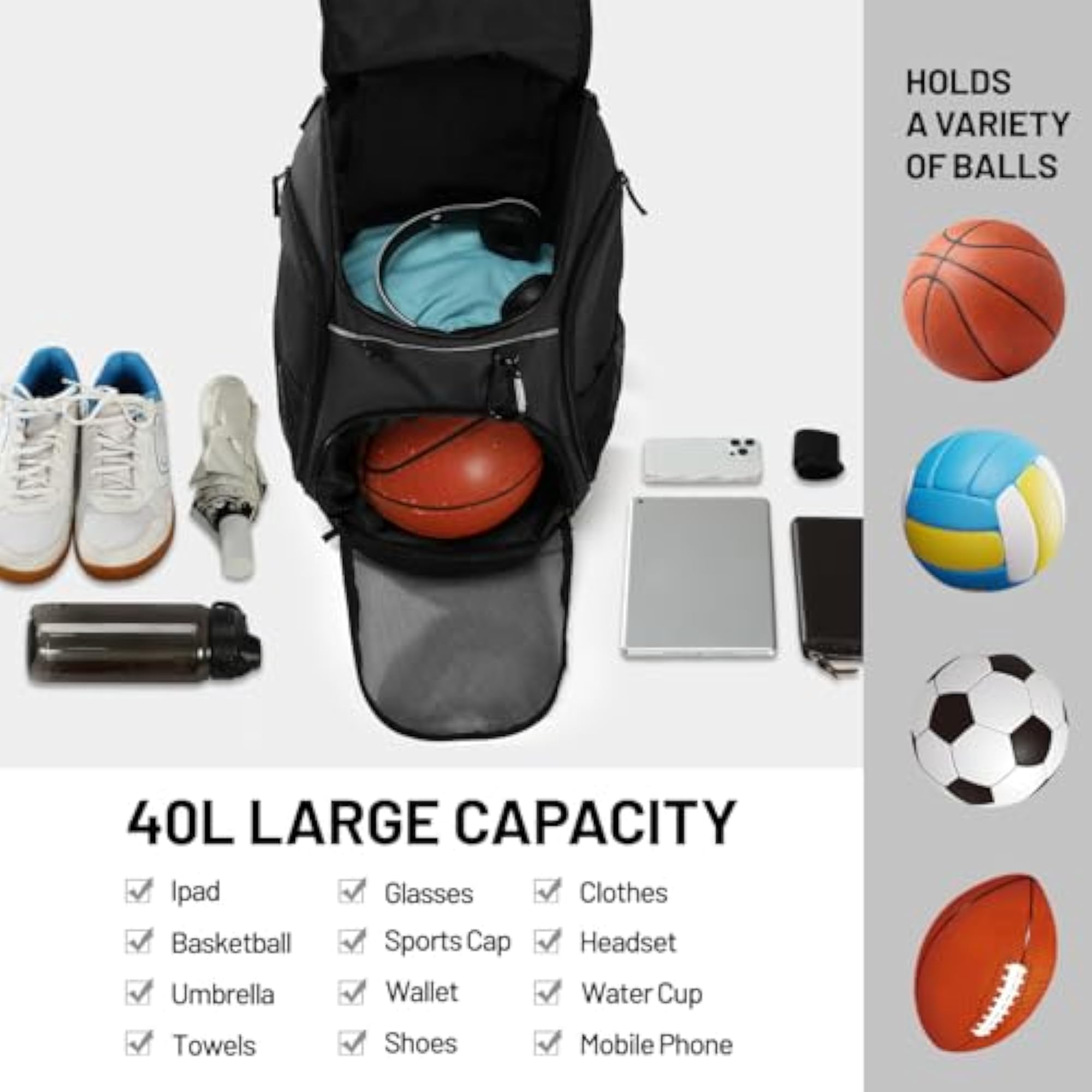 Large Sports Backpack with Pocket for Gym