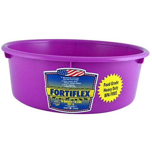 Fortiflex Mini Feed Pan for Dogs and Horses, 5-Quart, Bright Purple