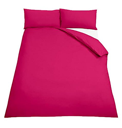 EGYPTO Polycotton Cerise Pink King Duvet Cover Set - Soft, Breathable Anti-Allergic Bedding Set - with Comfortable Pillow Cases for Bed (King, Cerise Pink)