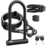 Sportneer - Lucchetto per bicicletta 18mm, resistente con catena in acciaio ad alta sicurezza da 180CM, supporto stabile e chiave, lucchetti antifurto sicuri per bici da corsa e e-bike, 29x16cm
