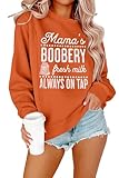 Diseño: camiseta de lactancia para mujer, cuello redondo, manga larga casual, ajuste holgado, estampado con el texto 