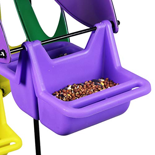 Exhart Spinning Ferris Wheel Bird Feeder Moves w/Weight of up to 12 Birds – 8 feet Tall Giant Metal Bird Feeder w/Multicolor Metal Finish and Feeding Baskets, Bird Feeder Spinner 24in L x 95in H - Thumbnail 7