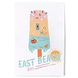 Lantern Press 8x12 Inch Art Print Wall Decor, East Beach, Bald Head Island, North Carolina, Summer Ice Cream Scene