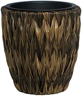 Infinita Infinity 7009036 12 in. x 11 in. Dia. Plastic Twisted Banana Leaf Planter44; Brown