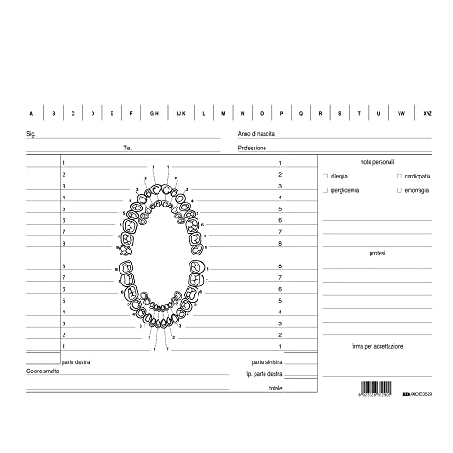 EDIPRO - E3529 - 100 schede per dentisti, 17x24