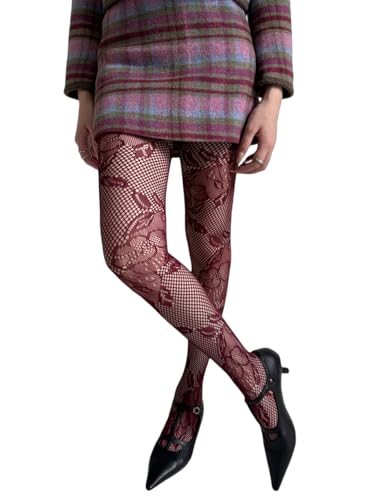 Image of Mrotrida Women's Floral Footless Tights Vintage No Toes Fishnet Leggings Stockings Sheer Foral Pattern Lace Mesh Pants