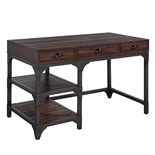 Acme Furniture Gorden Writing Desk, Expresso Oak Finish & Antique Black Metal #TOP9
