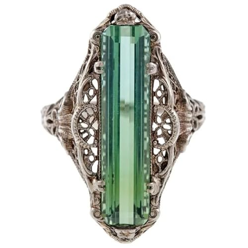 Luxury Lady Hyperbole Vintage Style Rings with Green Cubic Zirconia Party Jewelry3