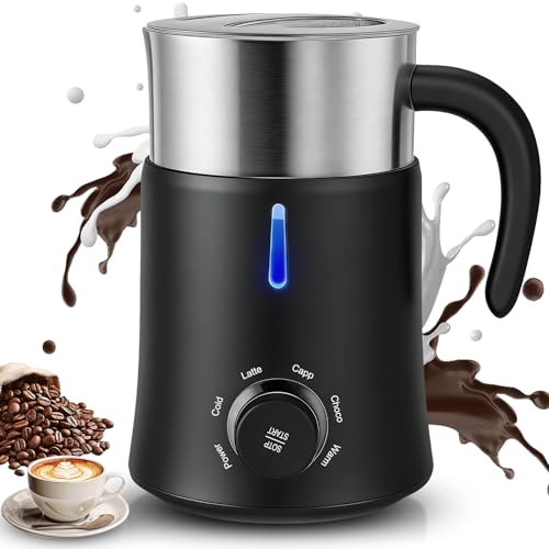 4in1 Electric Milk Frother, Automatic Milk Warmer and Frother, 700ml Large Capacity 600W Coffee Foam Maker for Latte Cappuccino Heating Hot & Cold Milk