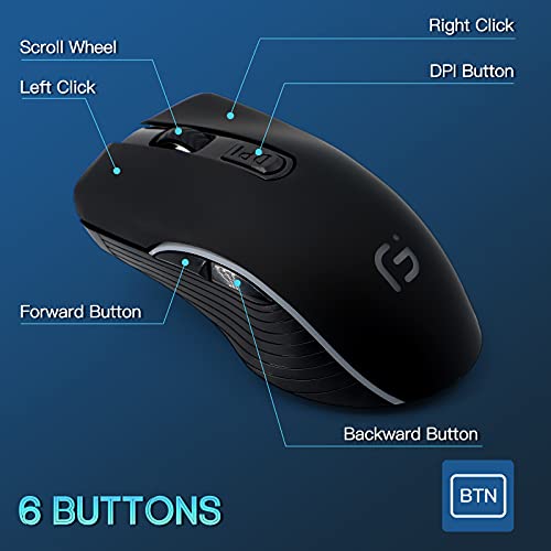 Vegcoo Wireless Gaming Mouse, C8 Silent Click Wireless Rechargeable Gaming Mouse With Colorful Led Lights And 2400/1600/1000 Dpi For Laptop And Computer (C21 Black) #TOP2