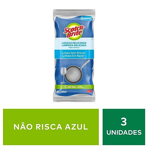 Scotch-Brite, 3M, Esponja Não Risca - Azul, 1 pacote com 3 unidades