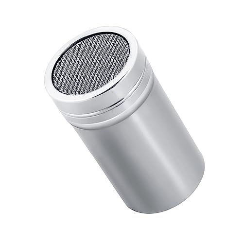 Saupoudreuse inox, Saupoudreuses en acier inoxydable, saupoudreuse pour sucre glace, distributeur à cacao, tamis à poussière en maille sucrier en poudre avec couvercle pour la farine de cacao