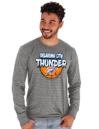 Oklahoma City Thunder NBA Officially Licensed Tri-Blend Long Sleeve T-Shirt Heather Gray, Large