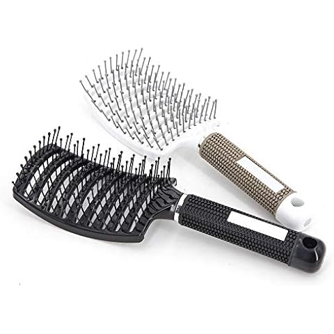 2 Pc Curved Vented Hair Brushes for Women, Eyxformula Anti Frizz Hair Detangling Brush for Long Thick Curly Hair, Paddle Blow Fast Drying Hair Detangler Wet Hair Brush Styling Tool Cover