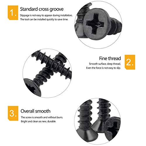 Leishent Self Drilling Screw For Nonmetal Or Softer Metals Cross Flat Head Specification M1.4,Head Diameter 2.5Mm 200 Pcs,M1.4 X 7Mm #TOP6