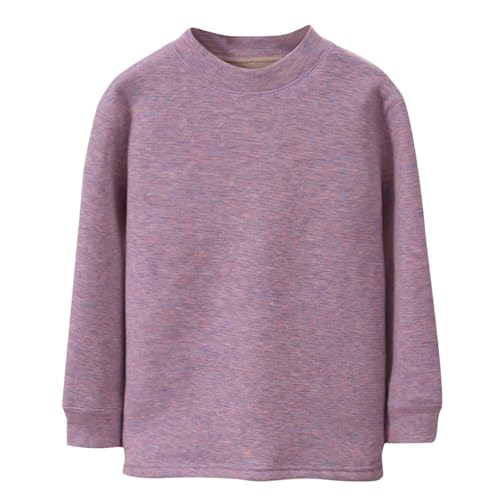 Girls Boys French Terry Crew Neck Pullover Tops Warm Fleece Long Sleeve Warm Shirts Kids Fall T-Shirts 3-15 Years