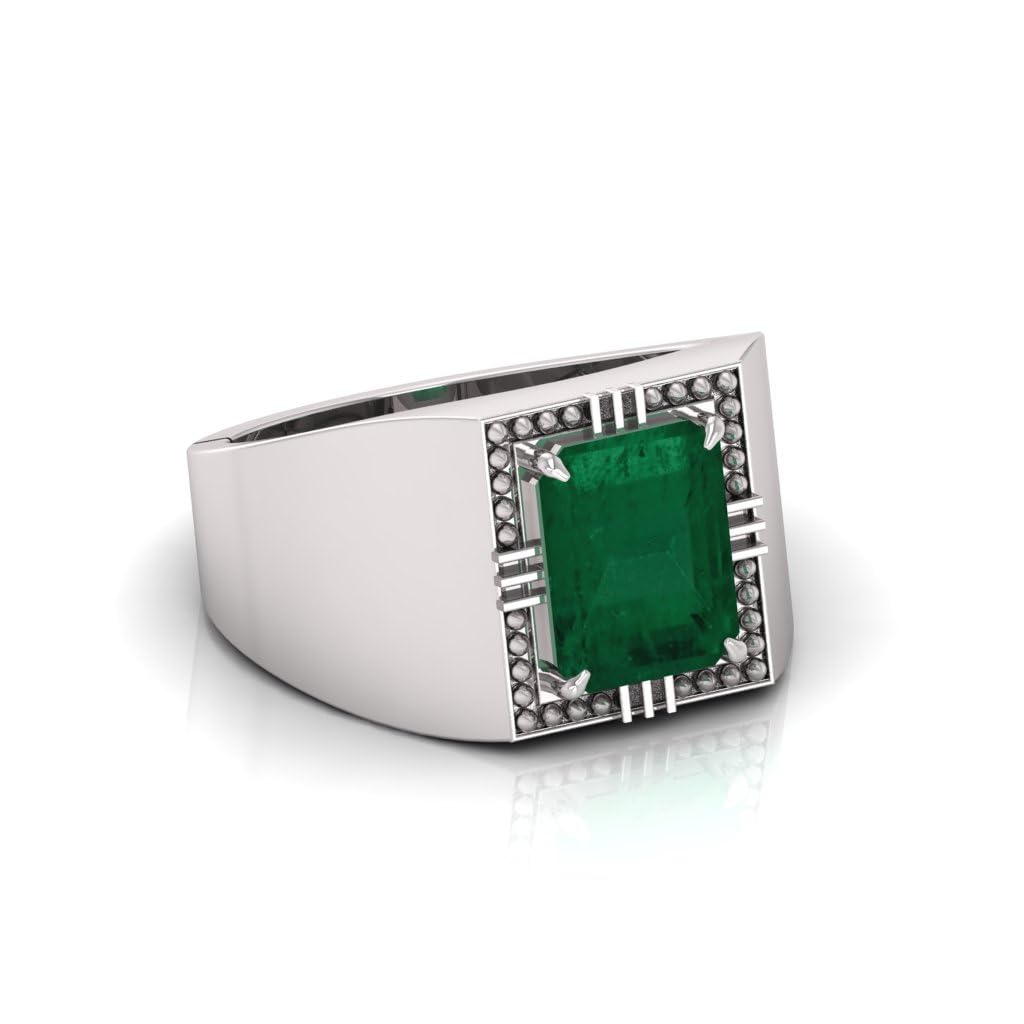 7.25 Ratti Panna (Emerald) Original Stone Adjustable Ring For Men And Women With Lab Certified B11-picture-14