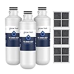 GLACIER FRESH Water Filter LT1000PC Compatible with LG LT1000P, LT1000P/PC/PCS, LT-1000PC, MDJ64844601, 9980 Water Filter, and LT120F, ADQ73214404 Air Filter Combo, 3 Pack