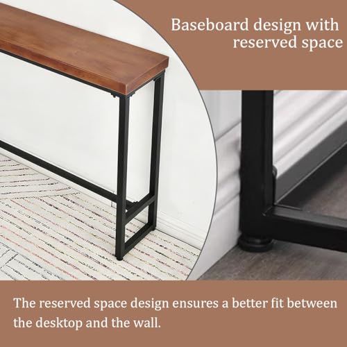 Mesa de entrada rectangular de madera estrecha para pasillo largo 5