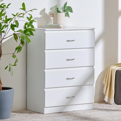Image of Home Centre | Helios Alton | 4 Drawers | Engineered Wood | Bed Side Tables | White | 1 Year Warranty