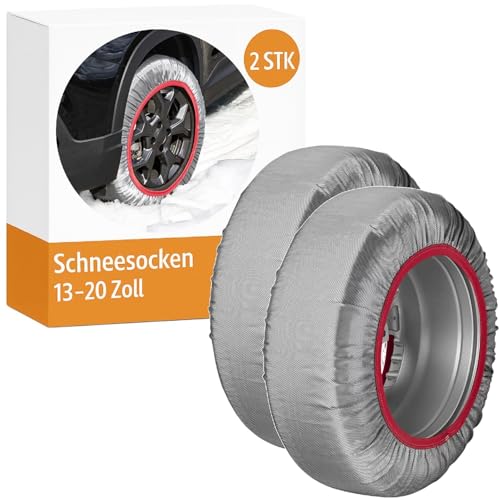 2x Schneesocken textile Reifensocken 13 bis 20 Zoll CWS60 kompatibel mit 195 65 15, 205 55 16 und 225 45 17 – Alternative zu Schneeketten EN 16662 1 – Set mit Tasche und Handschuhen