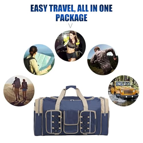 1PC Duffle Bag for Travel, Large Capacity Expandable Carry on Bag with Multi-Pocket, Handle and Shoulder Strap for Men Gym..2