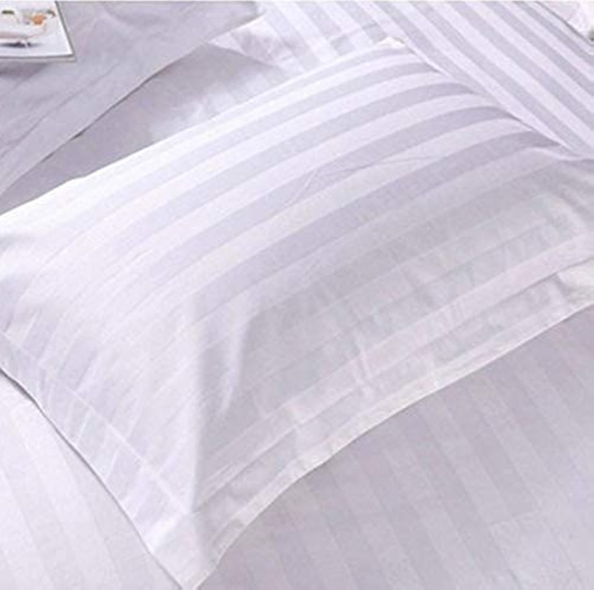 210 TC Glace Cotton Satin Stripes Plain Bedsheet for King Size