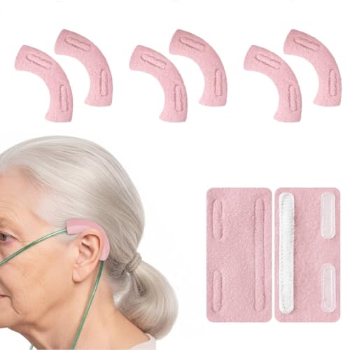 6 Pcs Nasal Cannula Ear Cushions Oxygen Cannula Face Soft Cover for Oxygen Users to Help Relieve Ear Pain Soft and Comfortable it Can Prevent Cheek Indentation Discomfort (Pink)