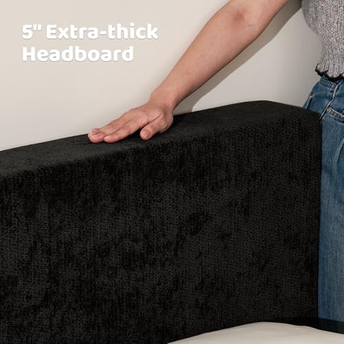 Image of RECCI AirFrame King Size Bed Frame with Headboard, Cloud Upholstered Platform Bed Frame, 5 Inch Foam Cushioned, No Box Spring, Easy Assembly(Onyx Black)