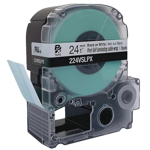 Epson LABELWORKS 224VSLPX Black on White Vinyl Tape 1