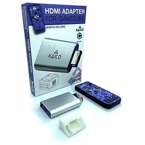 Gamecube HDMI Adapter Lead for the Nintendo Gamecube running GCVideo software. Supports 2x Line-Doubling and includes Remote Control. A simple Plug & Play Gamecube adapter solution by Kaico Cover