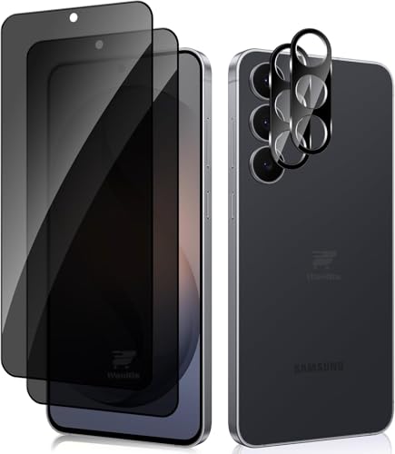 Image of WonRia 2+2 Pack - Privacy Tempered Guard for Samsung S26 5G [FingerPrint Unlock] with 3D Camera Glass Protector Screen Guard Protector | Anti-Spy - Installation Kit