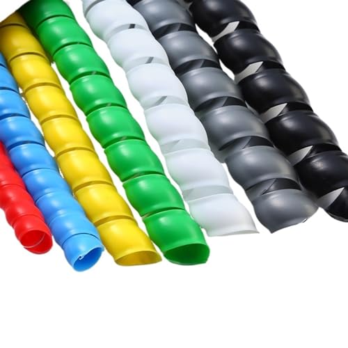 spiral protector 8mm to 14mm Cable Wire Protector Cable Organizer Line Protection Sleeve Flexible Pipe Cover Tube Spiral Wrap Winding wraps cable(Yellow,ID 12mm 1 Meter)