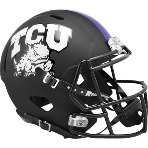 TCU Horned Frogs Matte Black Riddell Full Size Replica Speed Football Helmet