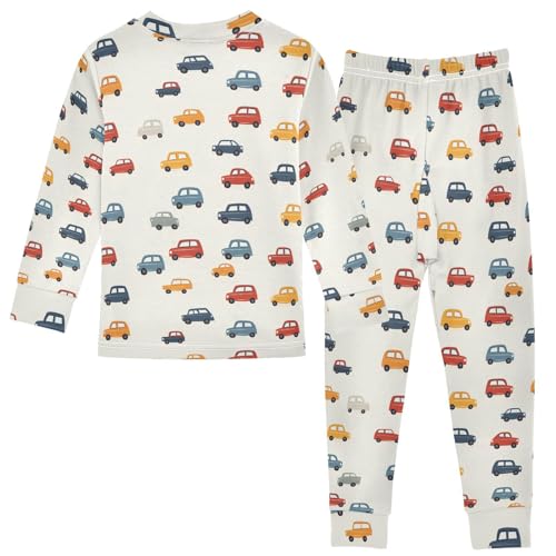 Pajama Sets Long Sleeve Colorful Cars Pattern Cute Soft Comfy Sleepwear 2 Piece PJS 3-8T3