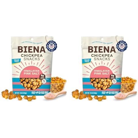 BIENA Roasted Chickpea Snacks – Himalayan Salt, 1 Value Pack – Crispy Salted Chickpeas Loaded with Protein & Fiber - Delicious, Healthy Snacks for Adults and Kids (Pack of 2) Cover