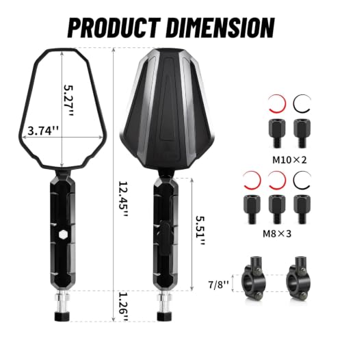 Espejo retrovisor de moto de 10mm plegable para evitar roturas por caídas en motos de cross 2
