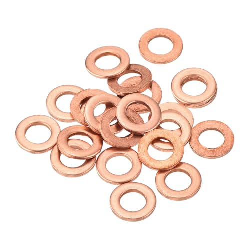 QUARKZMAN 22 Pièces Rondelles Plates en Cuivre, Rondelles d'Écrasement Plates Métriques en Cuivre Amélioré de 5x9x1mm pour Raccords Hydrauliques Vis Écrou Réparation Électronique