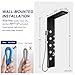 ROVATE Rainfall Waterfall Shower Panel Tower System, 304 Stainless Steel Bathroom Shower-Tower with 5 Rain Body Massage Jets and 3 Sets Handheld, Shower Column Wall Mounted Black