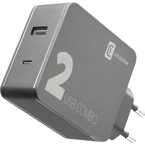 Chargeur USB secteur Cellularline ACHITUSB2PD42K pour recharger deux téléphones ensemble