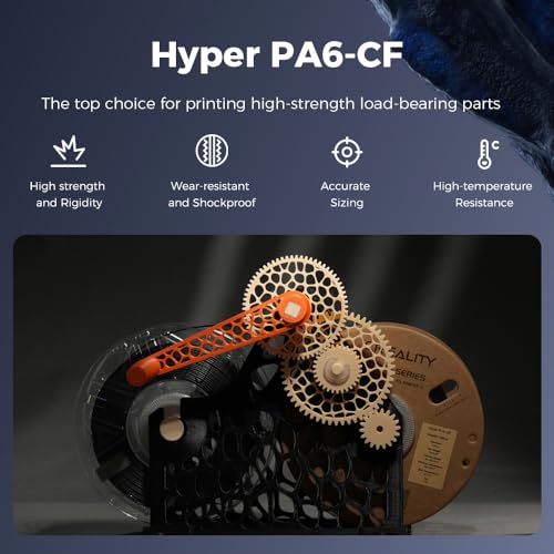 Image of Creality Hyper PA6-CF Carbon Fiber Nylon Filament 1.75mm 1KG, 3D Printing Material Halloween Gifts with Engineering-Grade Strength, Heat Resistant, Low Warp for Functional Prototypes&Industrial Parts